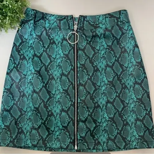 Tiger Mist  Womens Tash Faux Leather Mini Skirt Small Blue Snake Print