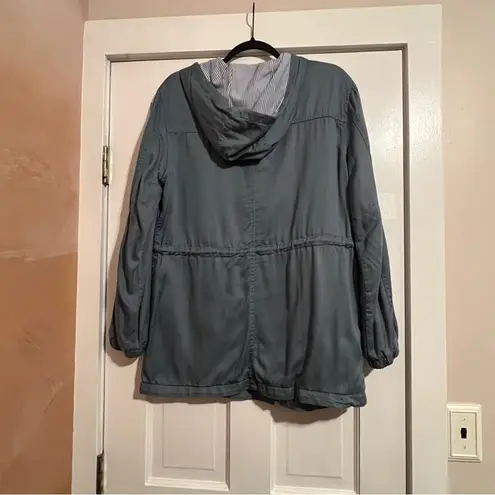 #08 MIA & TESS ARNOK SLATE BLUE LIGHTWEIGHT HOOD UTILITY JACKET SIZE MEDIUM NWT