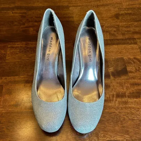 Steve Madden  Getta Silver Glitter 3” Stiletto High Heel Shoes Pumps Size 8.5