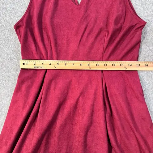 Kinnucan's Charlie O by Mini Dress Women's Large Cranberry Faux Suede Sleeveless - Image 4