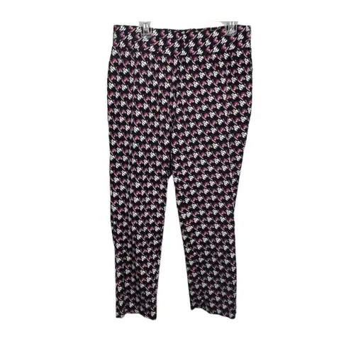 Jessica London Women Pants 16W Cropped Pullon Geometric Elastic Waist Multicolor