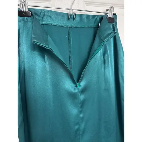 Vintage unbranded Teal Pencil High Waist Skirt with Front & Back Slits small Blue