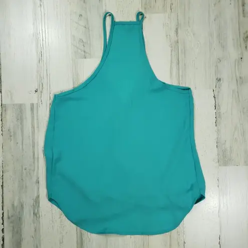 Lily White Faux Wrap Teal Blue High Low Racerback Tank Top Women's Size XS