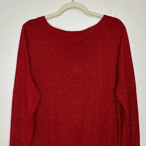 Lane Bryant  Red Metallic V-neck Sweater