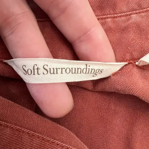 Soft Surroundings 100% Tencel Button Back Tunic Top Rust Terracotta XS Boho Fall