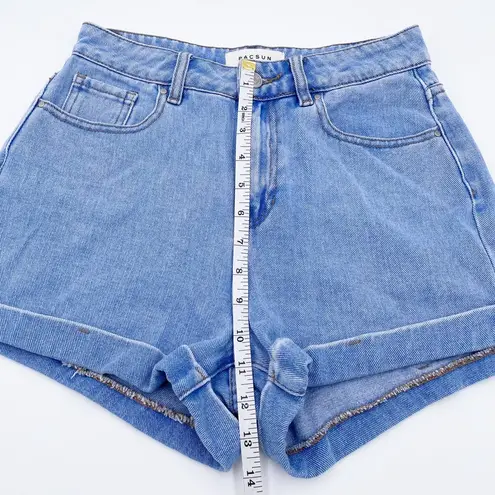 PacSun  Mom Shorts Medium Wash Blue Denim Cuffed High Waisted Jean Short Size 25