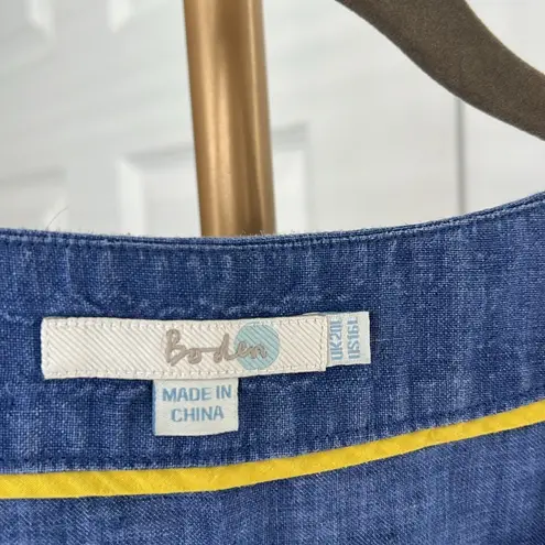 Boden 100% Linen Blue Tunic Shift Midi Dress Size 16 Long