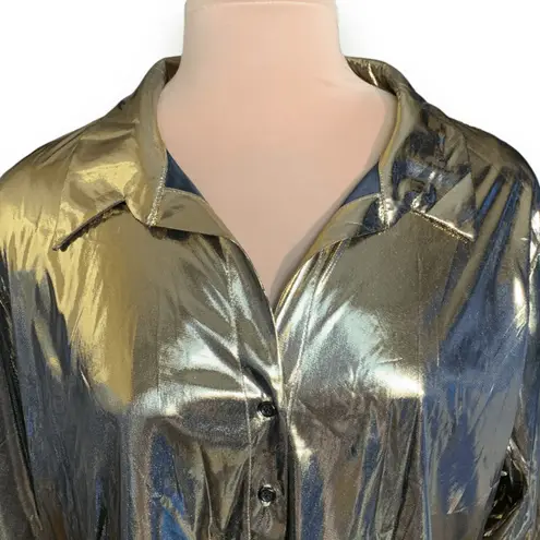 Vintage Venezia Jeans Top Gold Metallic Button