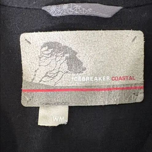 Icebreaker Coastal Merino Wool Full Zip Button Jacket Pea Coat Black Size M Size M