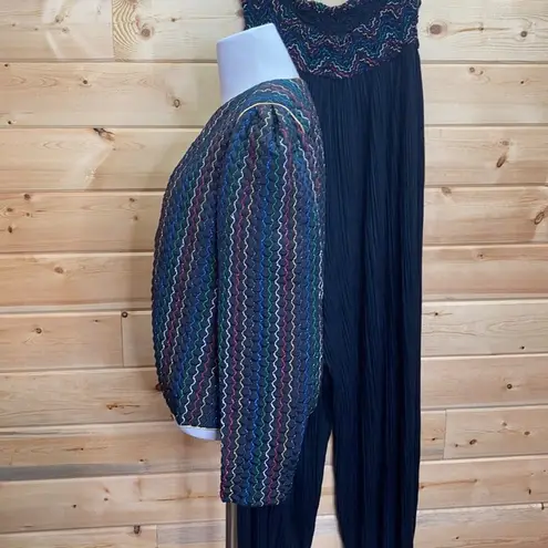 Vintage 2 Piece Pleated Color Stitching Outfit Black Size M