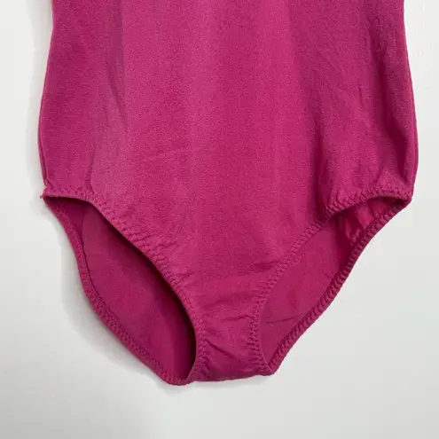 Vintage 70s Bodysuit Pink Magenta NO Size Homemade? Short Sleeve Approx Small