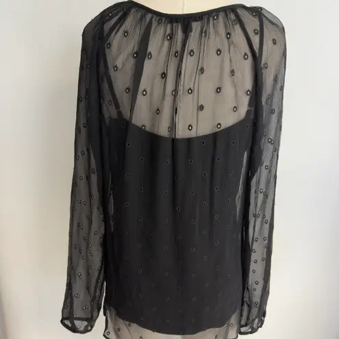 Ella Moss Black Chiffon Drapery Blouse