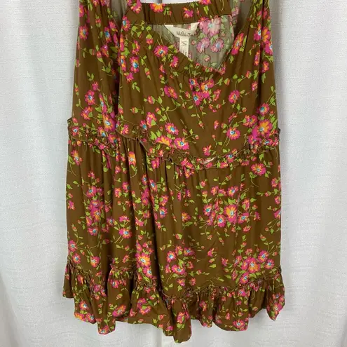 Matilda Jane Brown&Pink Floral On A Whim Ruffle Hem Tank Top Sz.XL NWT