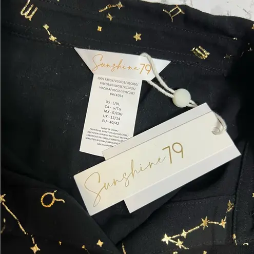 NWT SUNSHINE 79 Graphic Resort Shirt swim cover up zodiac Sz L/XL Black