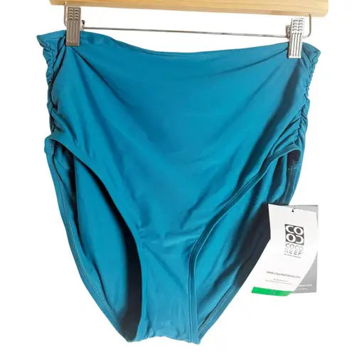 Coco reef Impulse Rollover Solid Teal Cove Blue Bikini Swimsuit Bottoms Size L