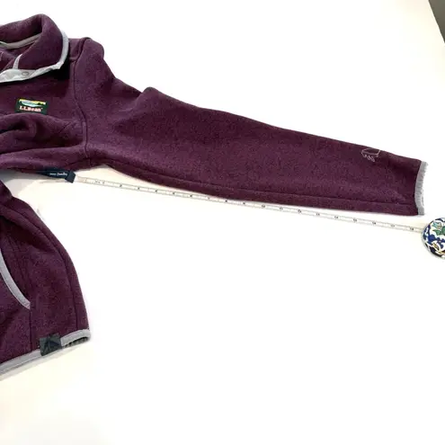 LL Bean Womens Purple Sweater Fleece Pullover 1/4 Snap Teal Blue Size XS Pockets