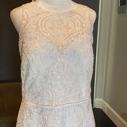 Women’s White Wedding Dress Mermaid Fit Corset Back with Train Size 14 White