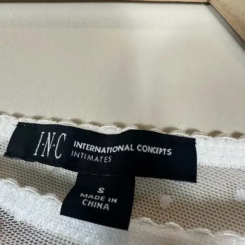 INC International Concepts Womens S White NWT Sheer Lace Mesh Thong Bodysuit