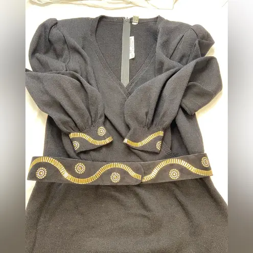 St. John Vintage St. Johns Santana Knit Dress. Beaded Belt and cuffs, Size 14