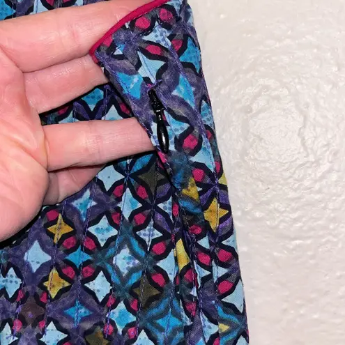 Vintage Watercolor Geometric Midi Dress Sleeveless mumu modest dress Size XL