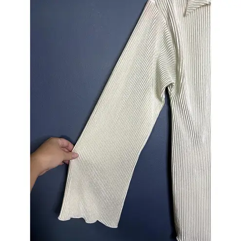 VTG Itzy Open Cardigan Shimmery Silver Ribbed Y2K Coquette Layering Top Womens