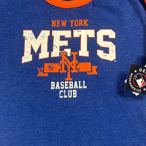 Campus Lifestyle MLB New York Mets Women's Bi-Blend Short Sleeve Scoop Neck T-Shirt in Blue, XL