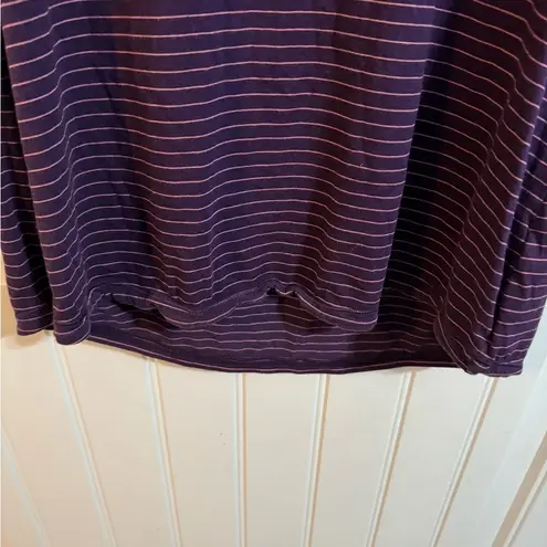 Calia by Carrie Underwood Purple Striped Athletic Tee w/ Knotted Cut Out Sleeve Size XL