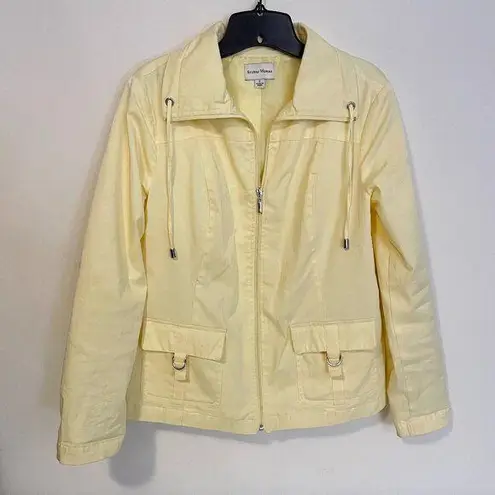 Studio Works Lightweight Full Zip Wind Breaker Jacket Coat Light Yellow Size S