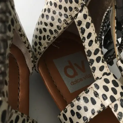 Anthropologie Polka Dots Thong Ankle Strap Sandals Black Size 9