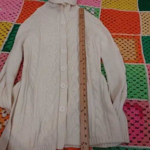 it's our time Size Medium M Long Sweater Tie Comfy Knit Button Long Sleeve Ivory