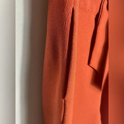 Free Press Rust Tie Waist Tapered Pants Size L Textured Crepe