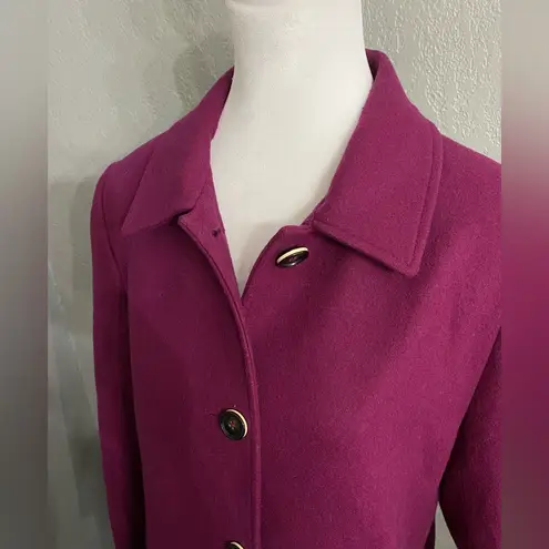 Brooks Brothers 346 Car Coat Wool trench 2 Color blocked midi length Magenta 12