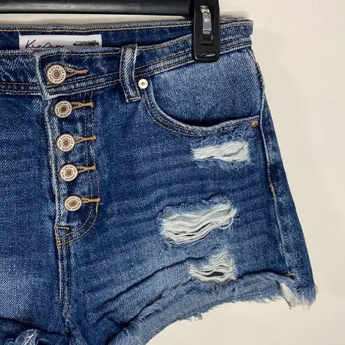 New Kancan for Maurices High Rise Ripped Button Fly 3.5” Short size 24 Blue