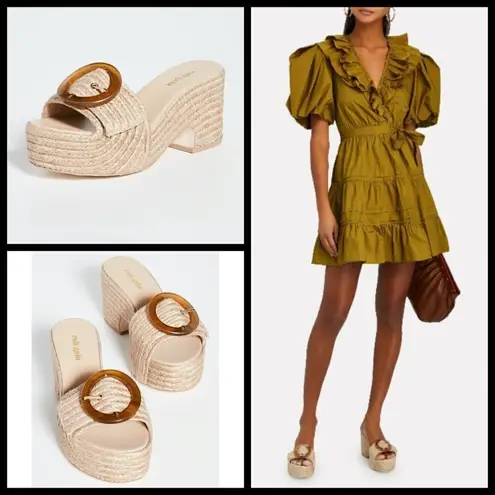 Cult Gaia ππ Cleia Jute Platform Sandals ~ Natural EU 41 Braided Raffia NWT