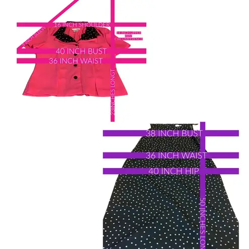 MISS DORBY BLACK & PINK W/WHITE POLK DOT DRESS & BLAZER SET VINTAGE 1990'S (12)