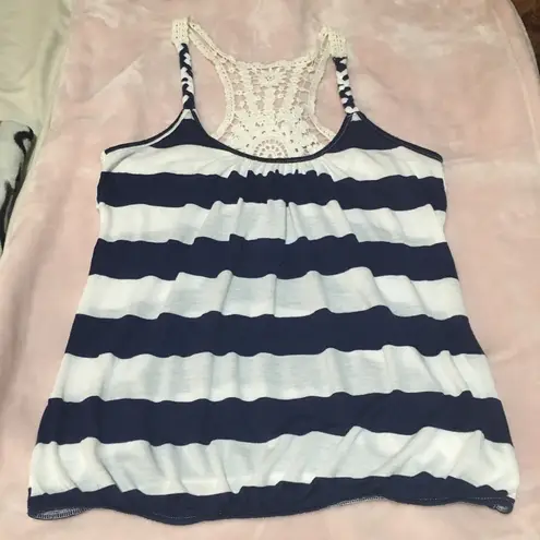 julie's closet Nautical striped racerback top with crotchet, racerback tank, crochet tank top