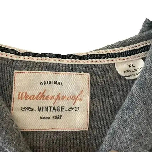 Weatherproof Vintage Heather Gray Cotton Soft V-Neck Long Sleeves SZ XL # 1786