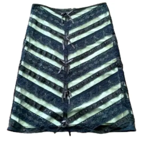 Vintage Black Mesh & Lace Overlay Fairy Whimsygoth Skirt Y2k Black 2