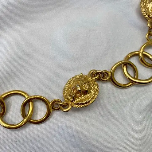 Early 2000's Chunky Gold Metal Chainlink Leo Lion Waist Toggle Belt 32.5"