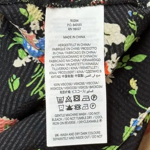 NEW W/ Tags BODEN Satin Ruffle Midi Skirt Black Multi Floral Print Size 6