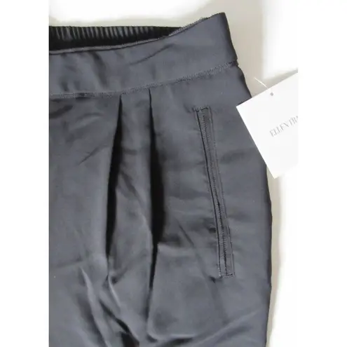 Ellen Tracy NWT Black Soft Fluid Stretch Crepe Pleated Pull-on Crop Pants 10