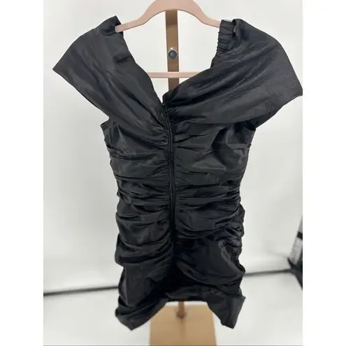 Teri Jon for Rickie Freeman Black Crinkle Taffeta Dress Size 6 Vintage