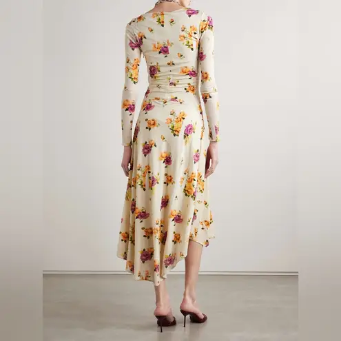 Acne Studios Asymmetric floral-print crepe dress, Size Small, $950