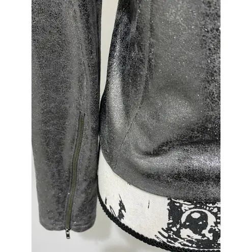 Trouvé Metallic Sliver Blazer Front Zip Zip Sleeves Size Small EUC Silver