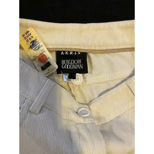 Akris $895 VTG NWT 2 Corduroy Pants Cotton Camel Wool High Waist Trousers Ivory