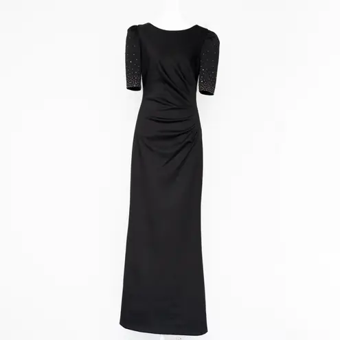 XScape - Rhinestone Embellished Scuba Boat-Neck Gown