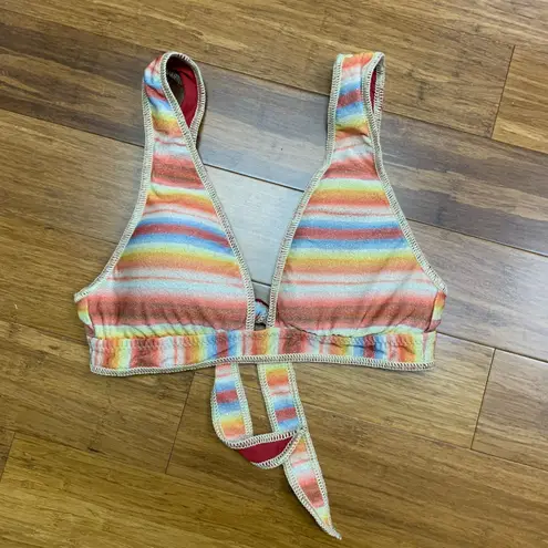 Becca Rainbow Striped Bikini Top Women Size Medium Horizon Claire Swimsuit Beach