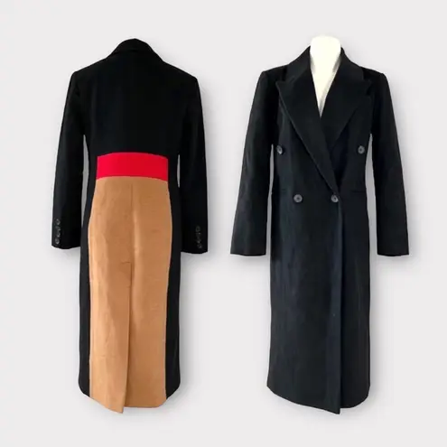 Avec Les Filles NEW ColorBlock Trench Coat, Black Red Camel Size S Retail $500