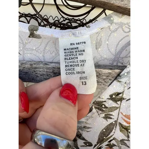 Vintage 80s Whimsy Sheer Floral Swiss Dot Wrap Front Dress White Size M