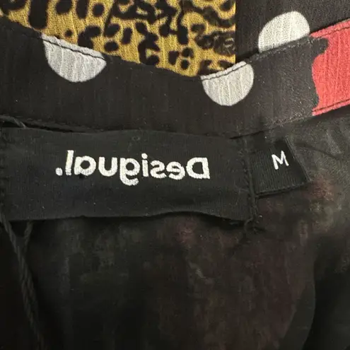 Desigual Womens Chiffon Patchwork Tiered Dress Size M Medium Long Sleeve